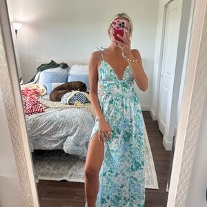 Floral Blue and White Maxi Dress